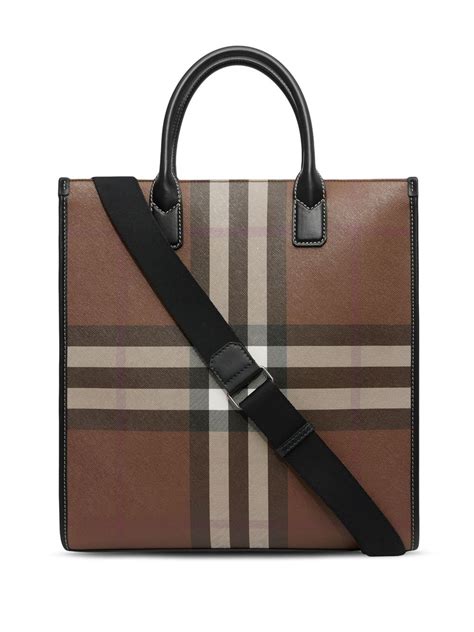 burberry shopping tote|burberry check and leather tote.